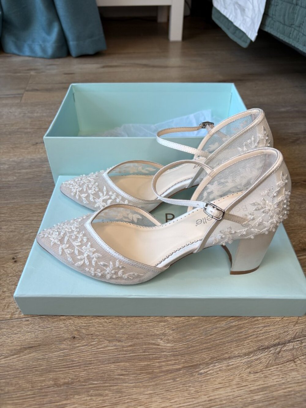 Bella Belle "Carla" - Floral Beaded Lace D’Orsay Block Heels (Size 9) - Picture 5 of 12